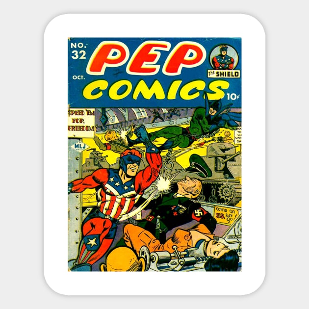 PEP Comics No. 32 Sticker by Public Domain Comics